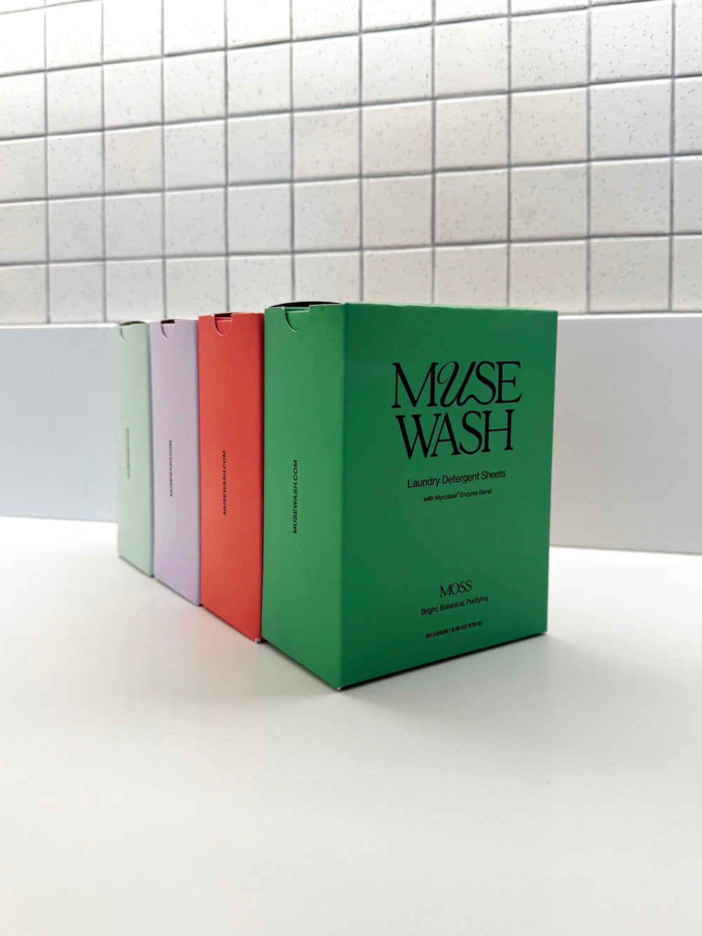 Eco-friendly laundry sheets in compostable packaging organized neatly – MUSEWASH