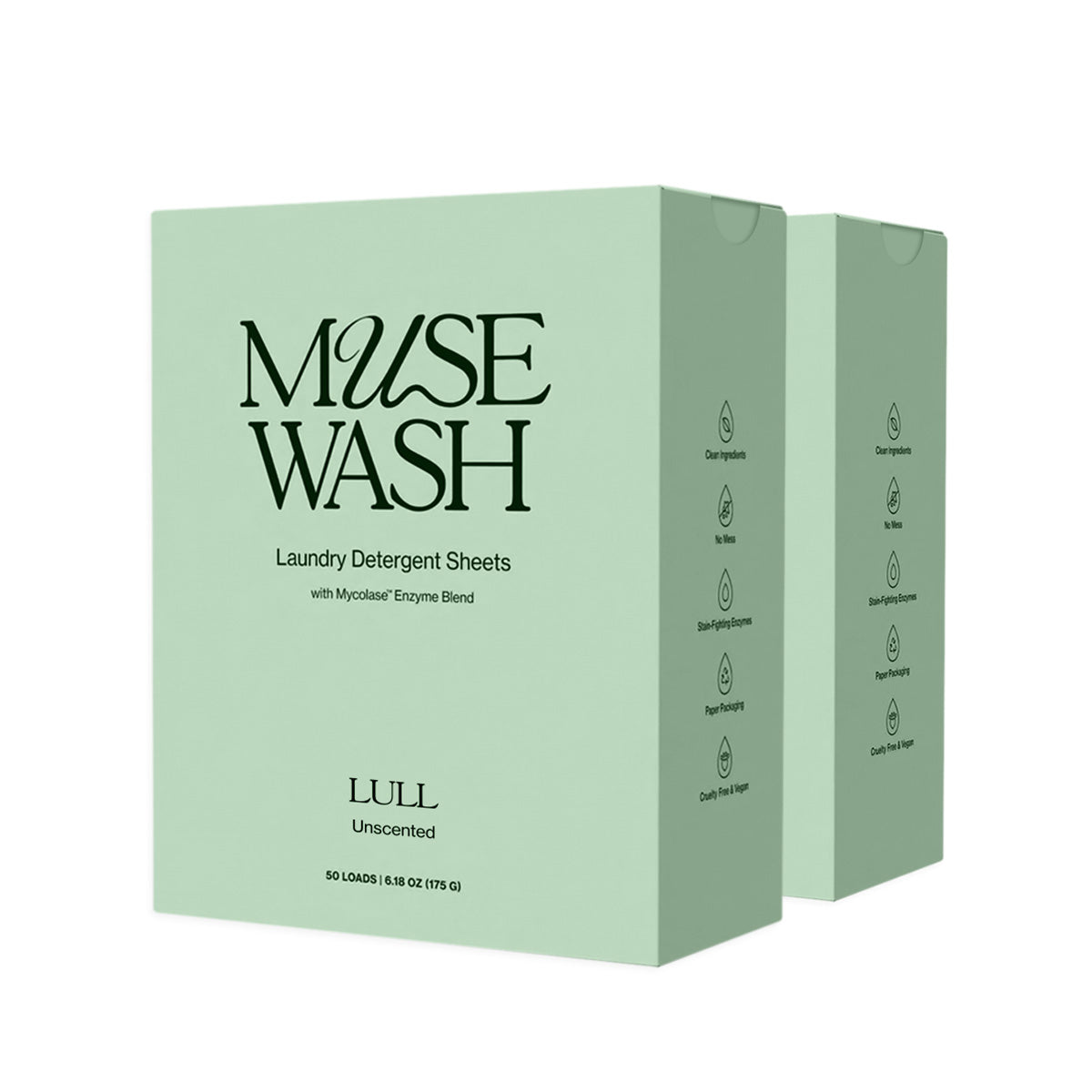 Laundry Detergent Sheets | Enzyme-Powered, Vegan, Eco-Friendly | LULL - unscented (100 Loads, 2 Boxes)