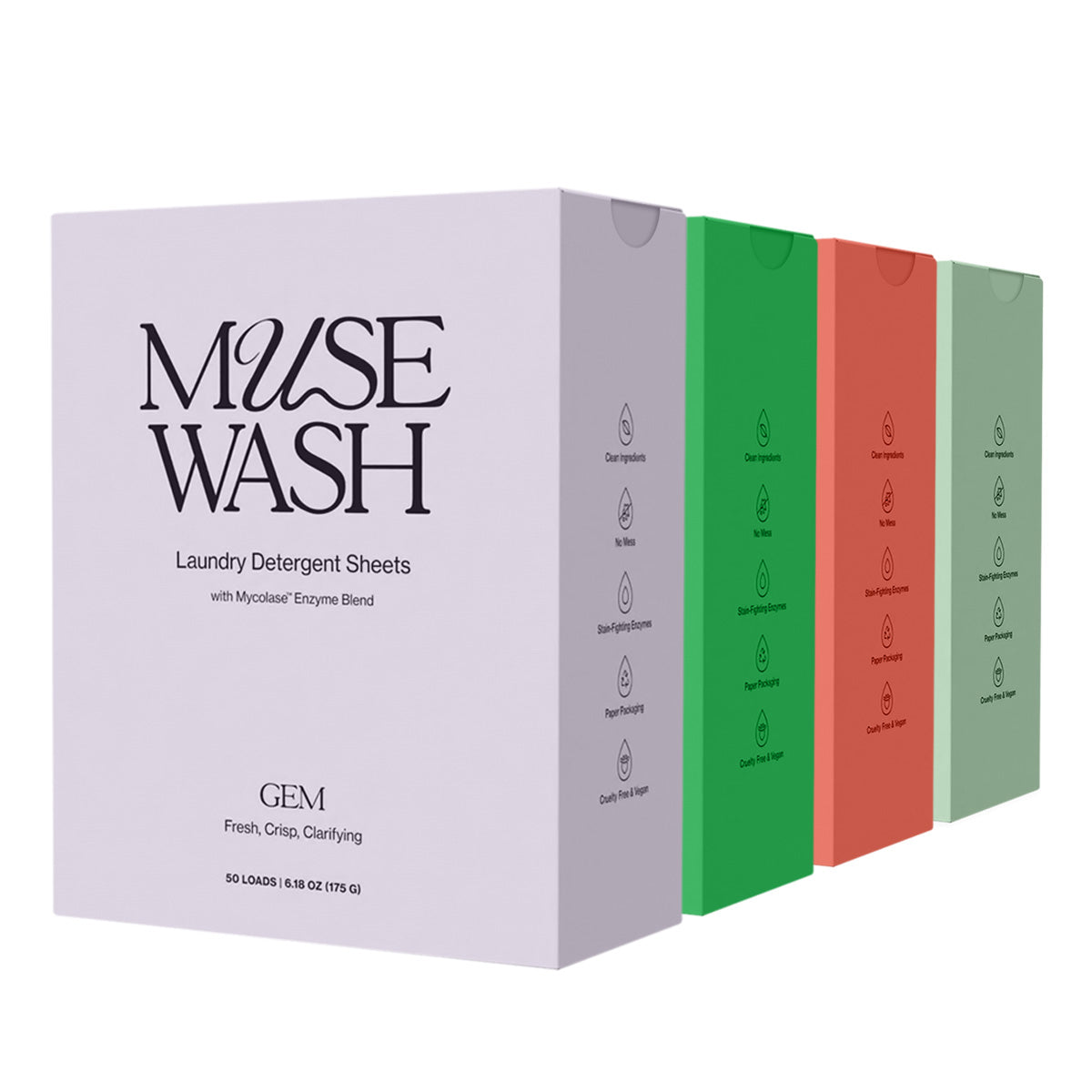 MUSEWASH Laundry Detergent Sheets Starter Set - 4 Boxes